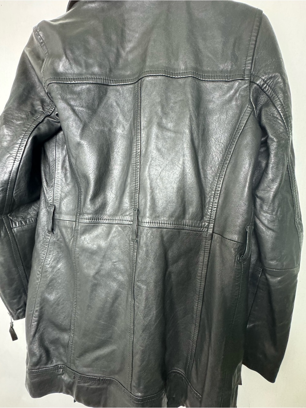 All Saints Whitmer leather biker jacket trench coat with NO belt. Sz 2 - Picture 10 of 13